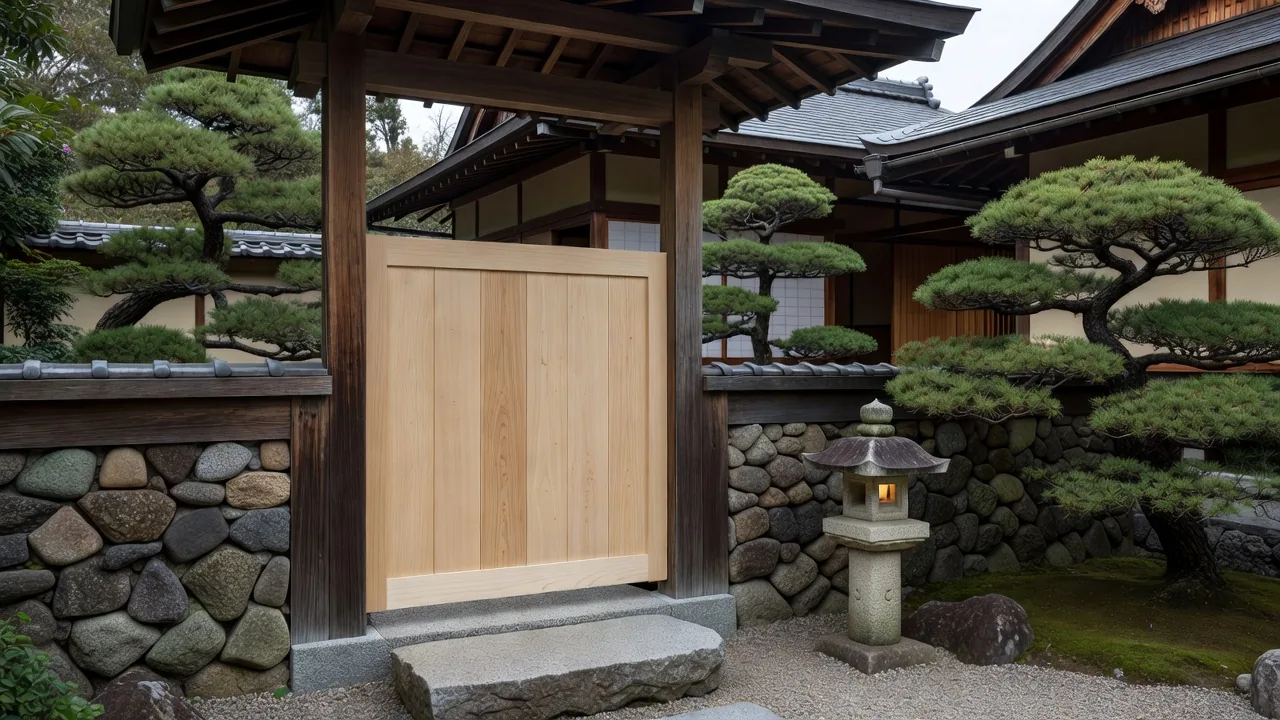 茶室へと続く白樺門